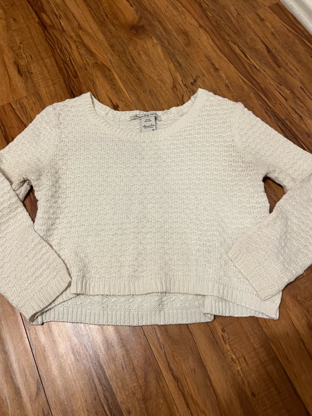 American Rag Cream Textured Crewneck Sweater